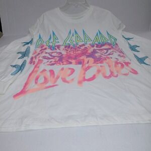 Def Leppard Love Bites‎ Long Sleeve Shirt Women's Plus Size 0X Rhinestone Sleeve